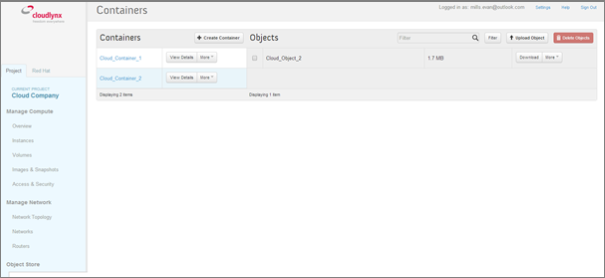 Containers – download an object file