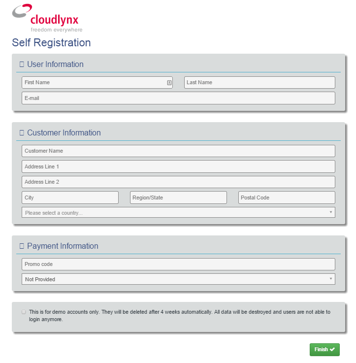 Registration form