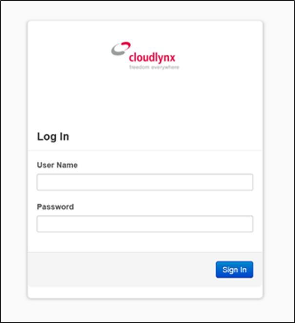 Log In window