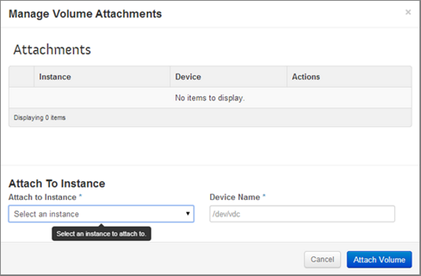 Manage Volume Attachments Attach to Instance