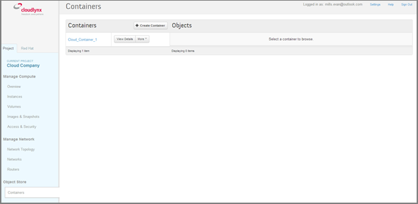 Object Store Containers
