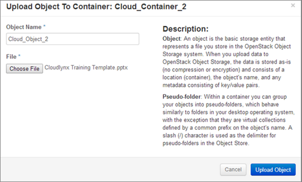 Upload Object to Container