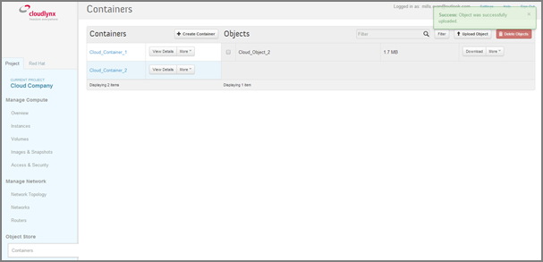 Containers – Successfully Upload an Object